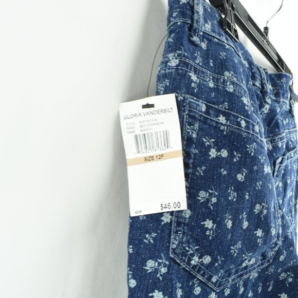 Gloria Vanderbilt NWT Sze 12P Blue & Flower Capri - Picture 5 of 6